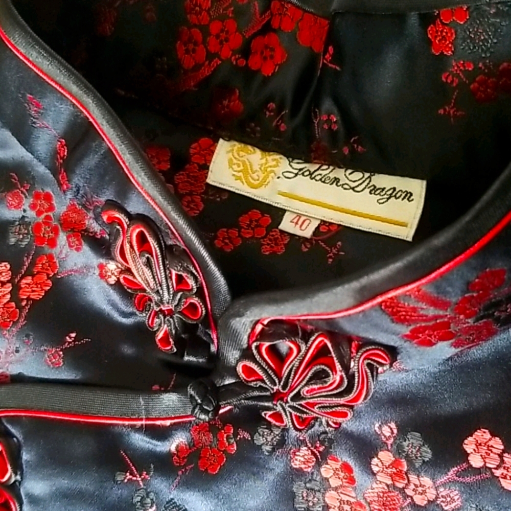 Golden dragon Silk brocade dress S 7